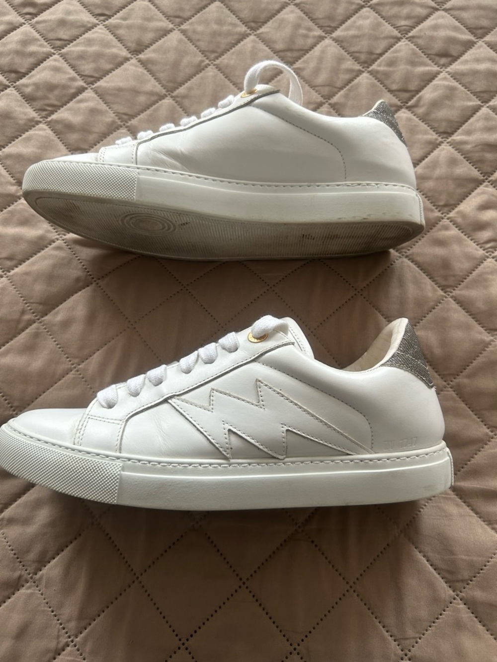 Zadig & Voltaire White Sneakers with Gold Eyelets - Picture 5 of 8